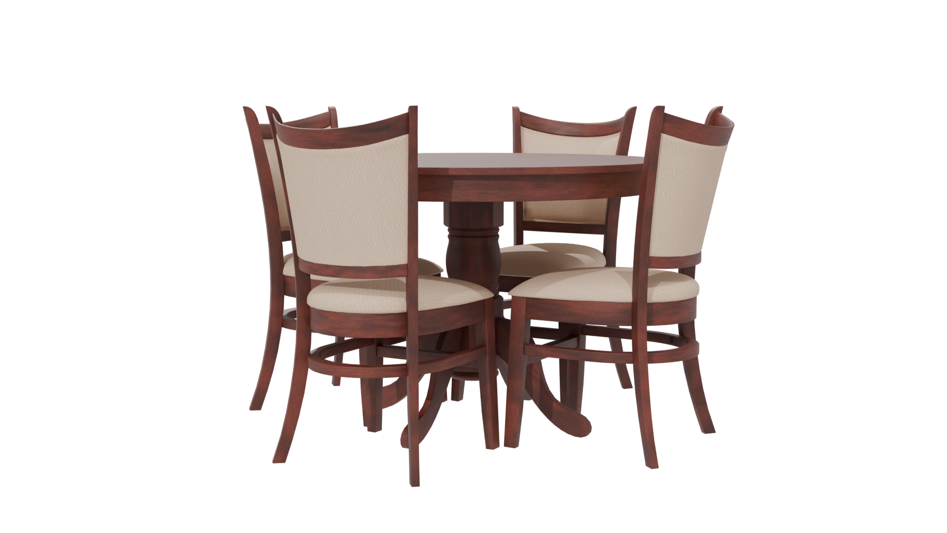 Elegant Round Dining Table Set - Professional 3D Model Render 6