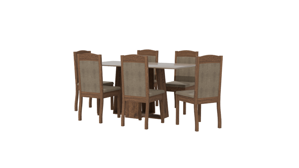 Stylish Wooden Dining Set Model - Professional 3D Model Render 6