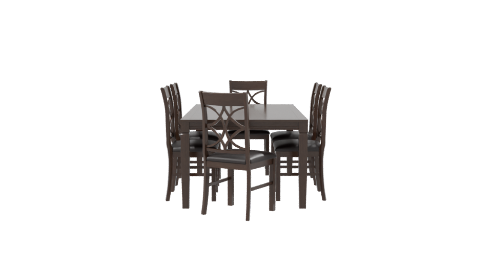 Elegant Wooden Dining Table Set - Professional 3D Model Render 8