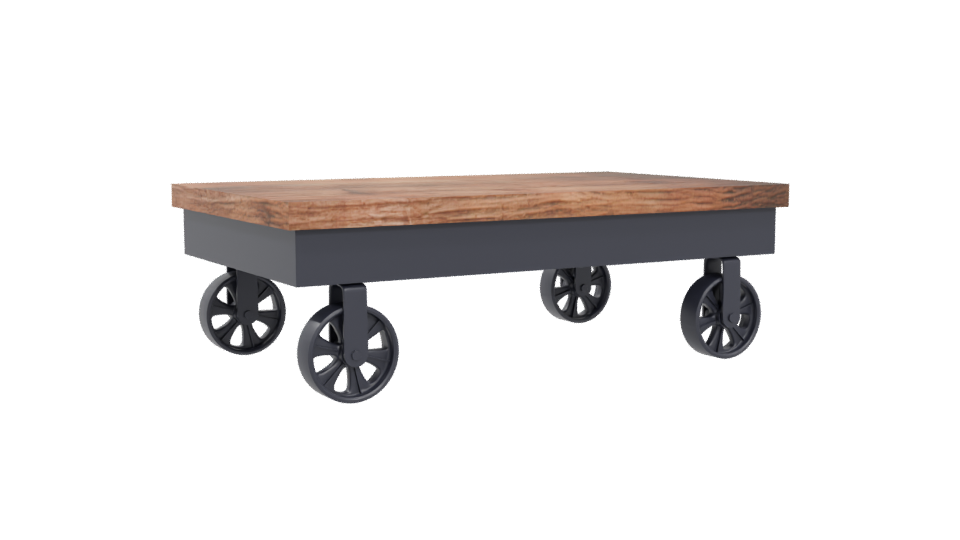 Industrial Wooden Coffee Table 3D - Professional 3D Model Render 4