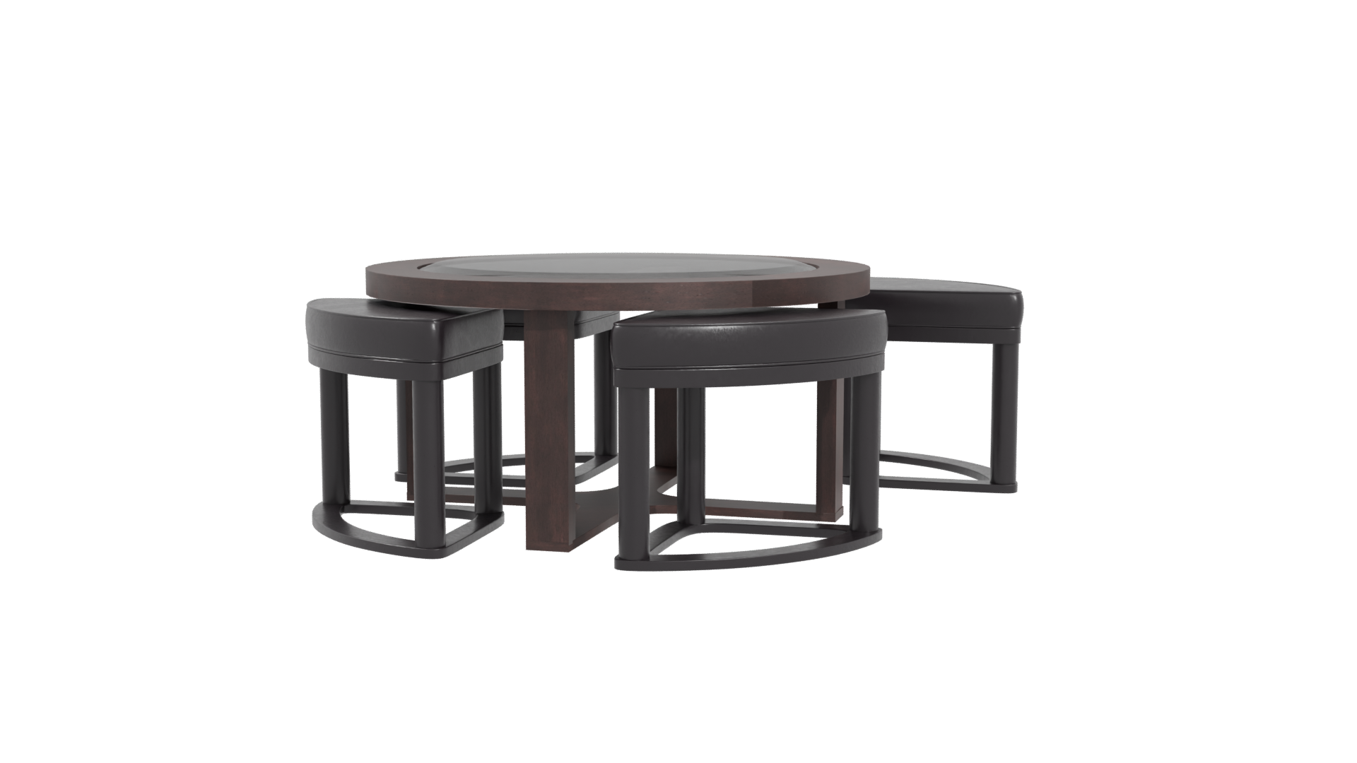 Modern Round Dining Table Set - Professional 3D Model Render 4