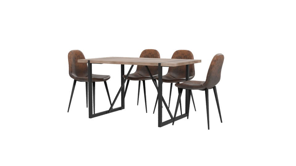 Stylish Modern Dining Table with Chairs 3D Model - Professional 3D Model Render 12