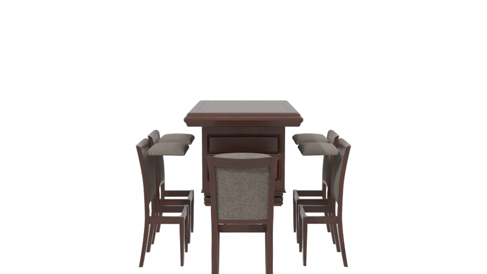 Elegant Wooden Dining Table Set - Professional 3D Model Render 2