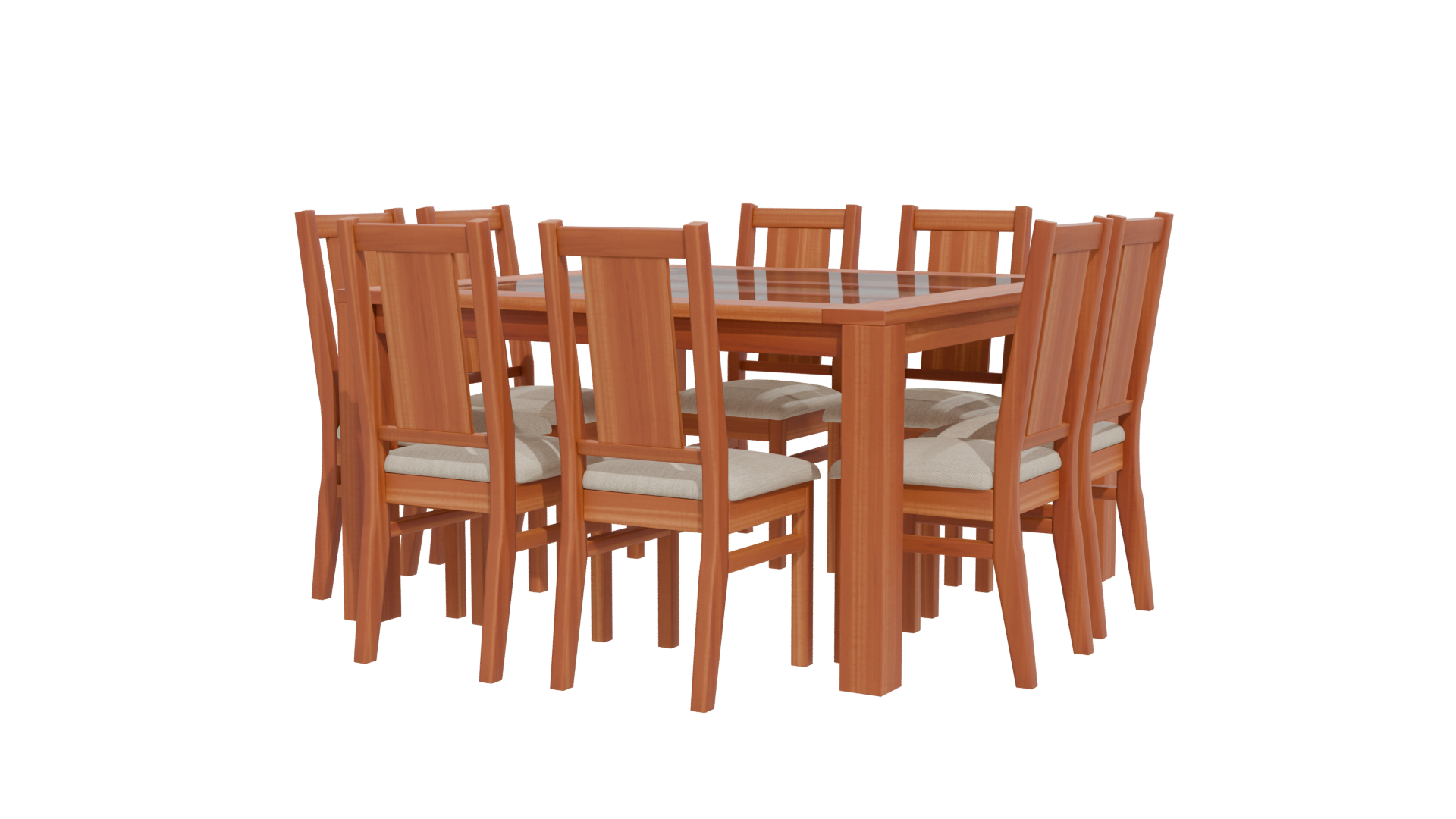 Stylish Wooden Dining Table Set 3D Model - Professional 3D Model Render 12