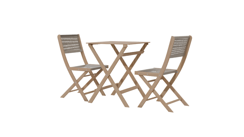 Bistro Wooden Table Set 3D - Professional 3D Model Render 6