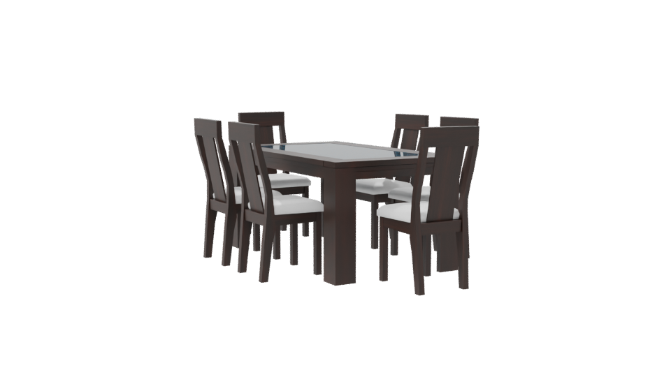 Elegant Modern Wooden Dining Table Set 3D Model - Professional 3D Model Render 7