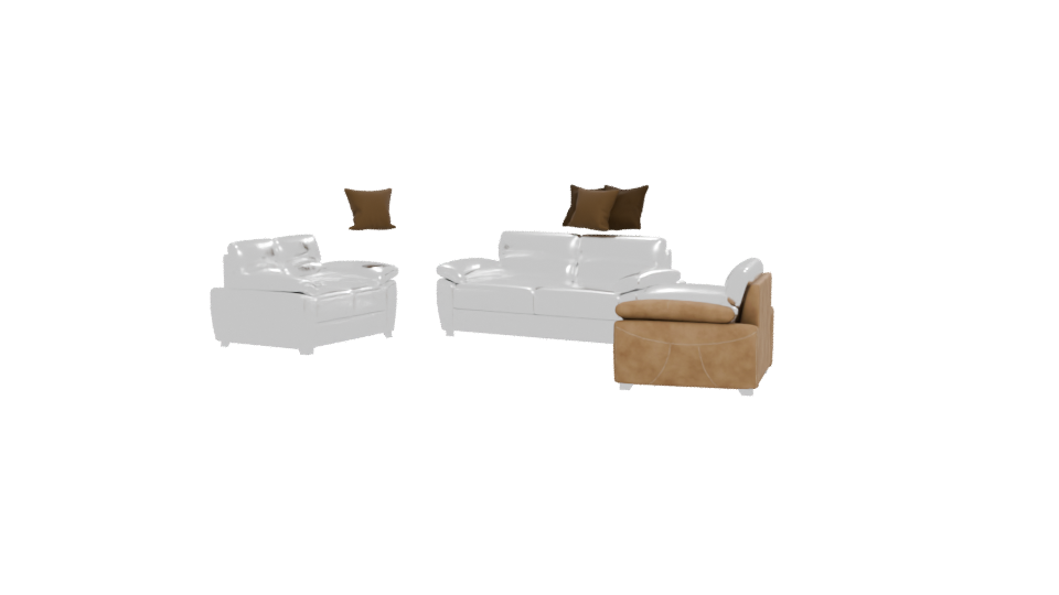 Stylish Brown Leather Sofa Set - Professional 3D Model Render 12