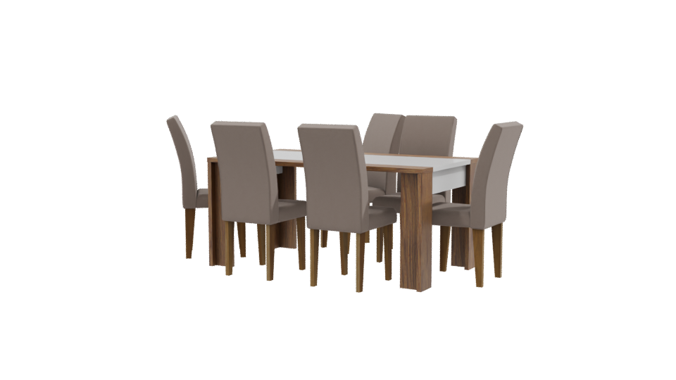 Stylish Wooden Dining Table Set - Professional 3D Model Render 9