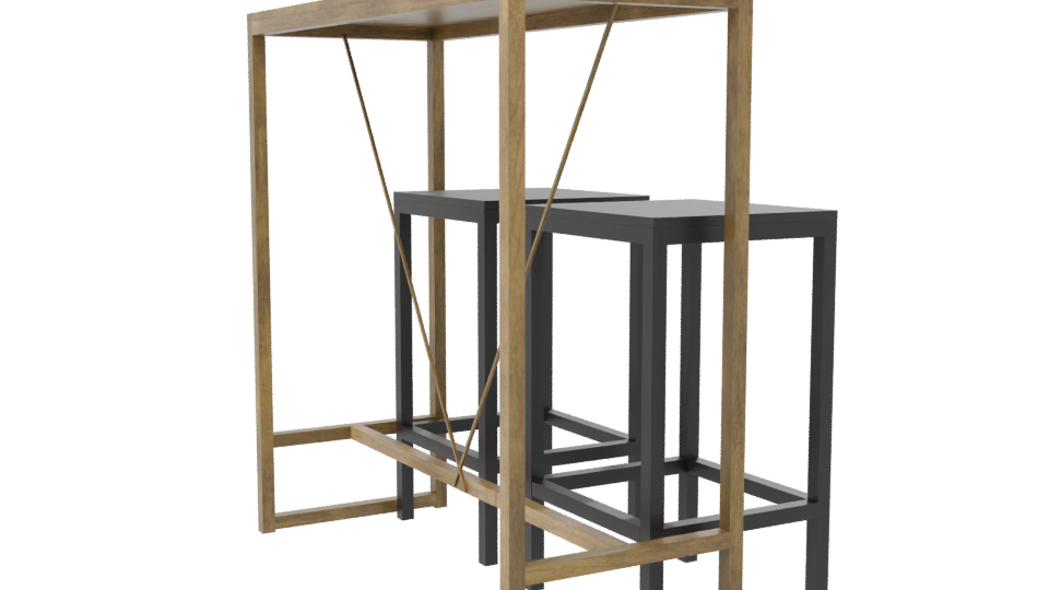 Industrial Bar Table Set 3D - Professional 3D Model Render 7