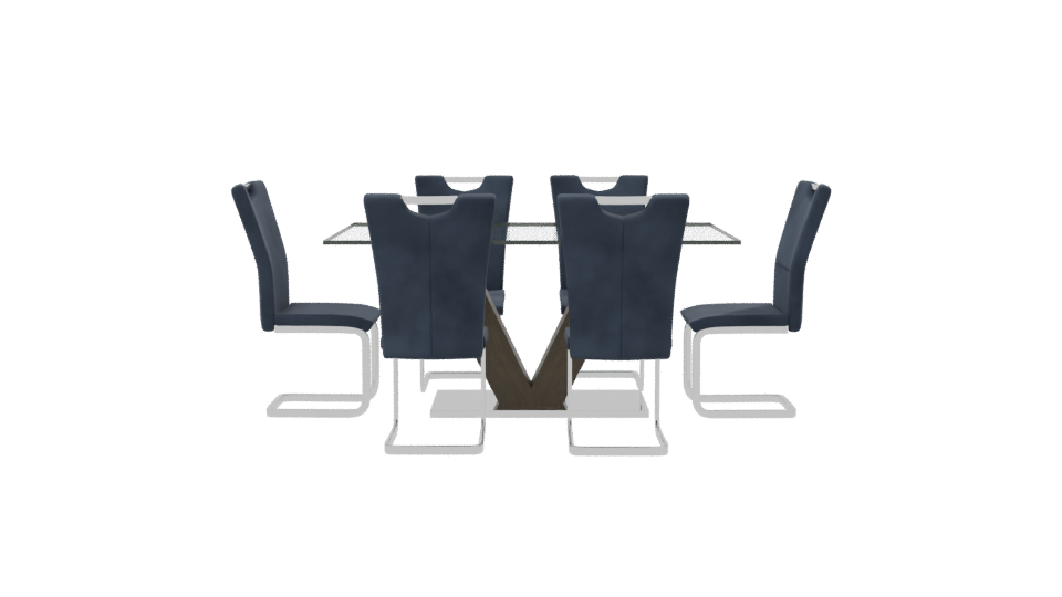 Modern Glass Dining Table Set - Professional 3D Model Render 8