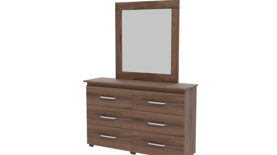 Stylish Wooden Dresser with Mirror - Professional 3D Model Render 12
