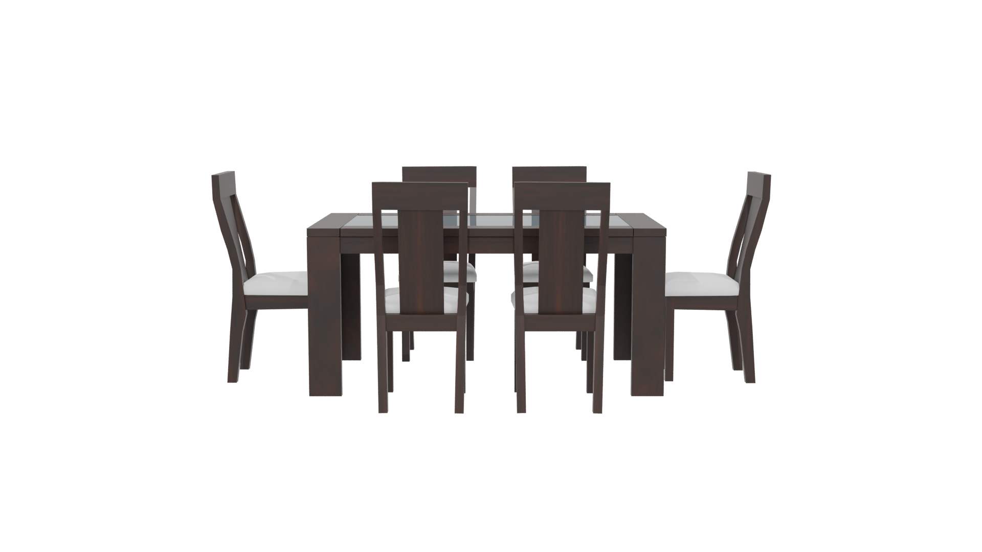 Stylish Wooden Dining Table Set - Professional 3D Model Render 5
