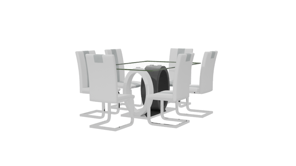 Stylish Glass Dining Table Set - Professional 3D Model Render 6
