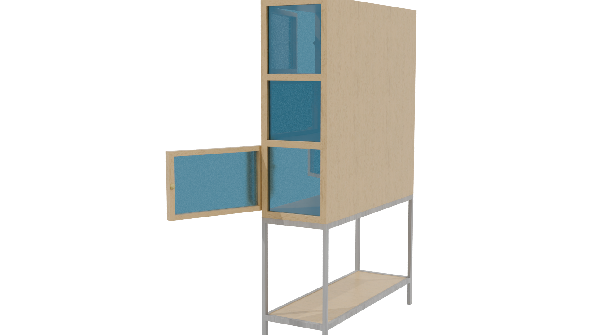 Stylish Wooden Display Cabinet 3D - Professional 3D Model Render 3