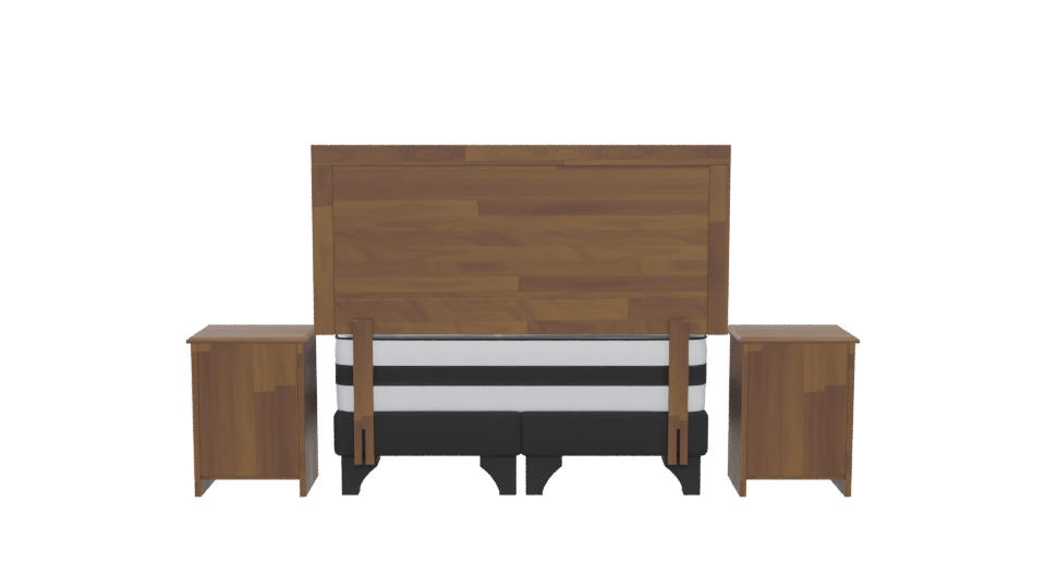 Elegant Wooden Bed Set 3D - Professional 3D Model Render 5