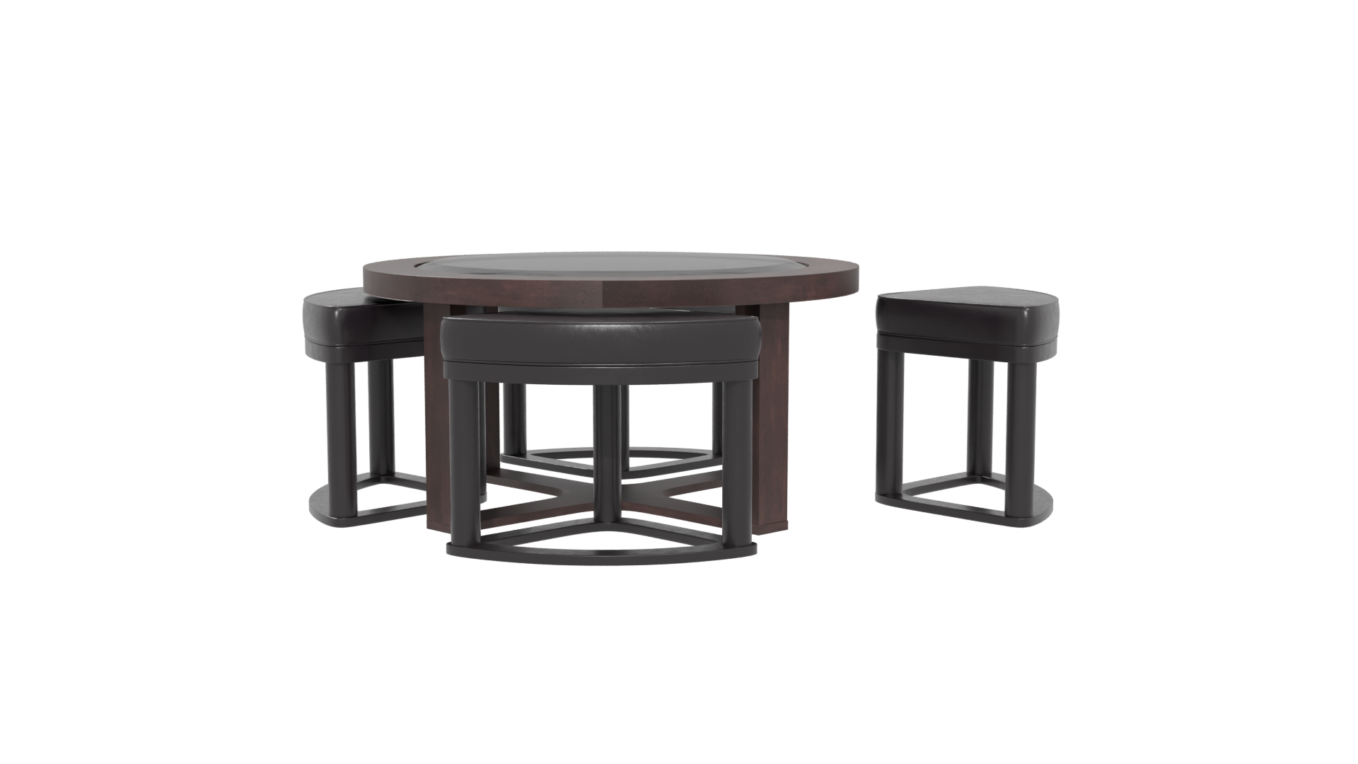 Modern Round Dining Table Set - Professional 3D Model Render 5