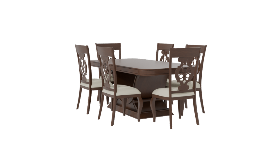 Elegant Wooden Dining Table Set - Professional 3D Model Render 7