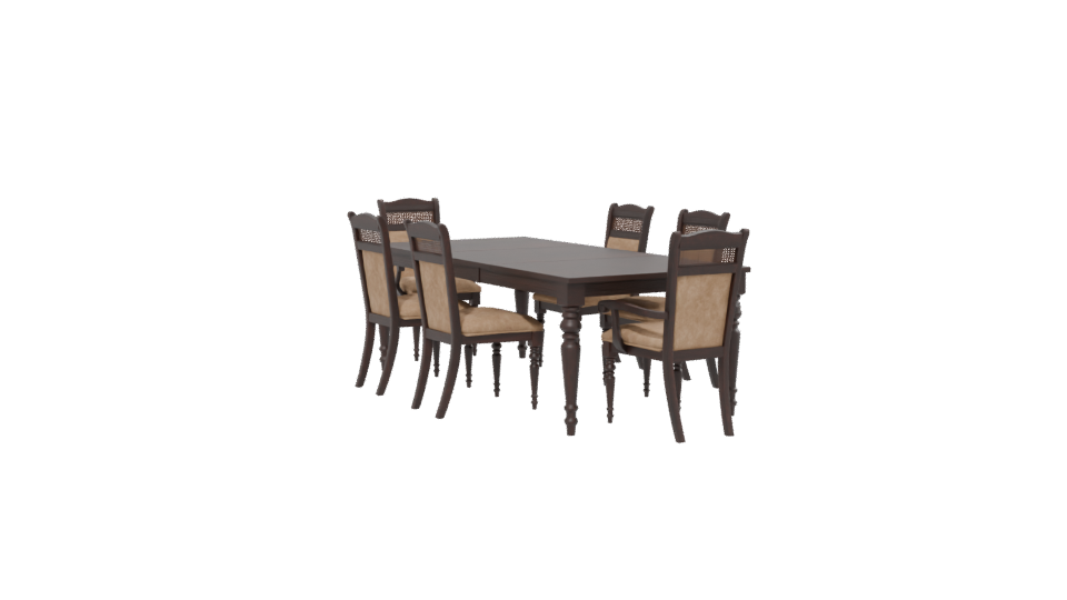 Elegant Wooden Dining Table Set 3D Model - Professional 3D Model Render 13
