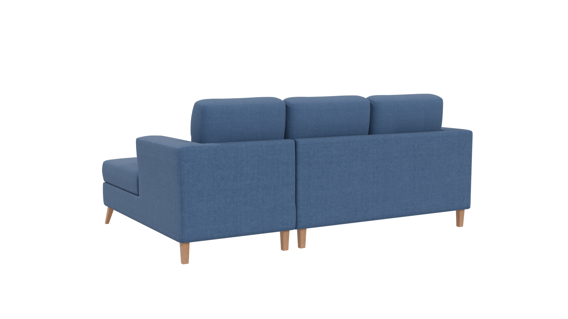 Stylish Modern Blue Fabric Sofa with Ottoman - Professional 3D Model Render 4
