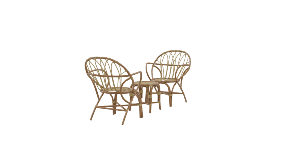 Stylish Rattan Furniture Set - Professional 3D Model Render 9
