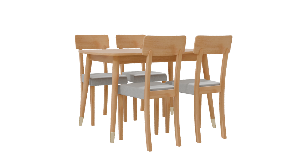 Stylish Wooden Dining Table Set - Professional 3D Model Render 7