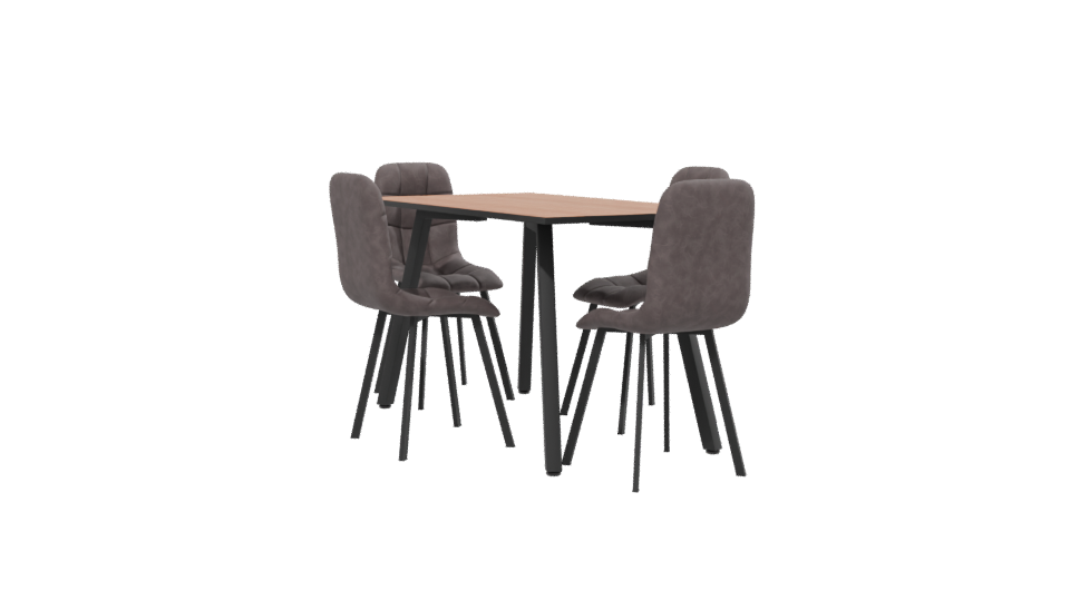 Stylish Wooden Dining Table Set - Professional 3D Model Render 13