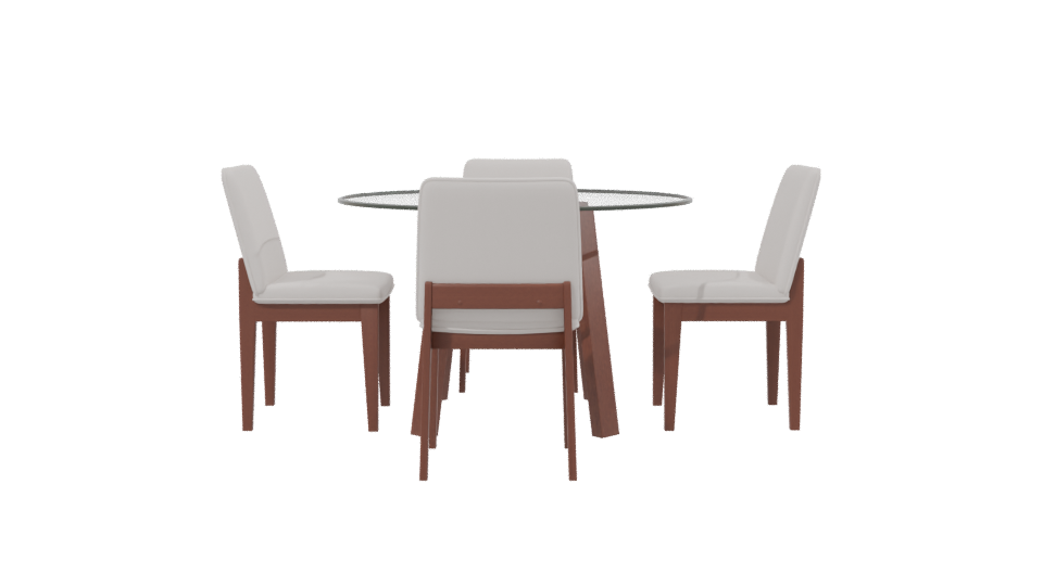 Elegant Glass Dining Table Set - Professional 3D Model Render 2