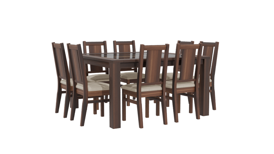 Elegant Wooden Dining Table Set 3D Model - Professional 3D Model Render 4