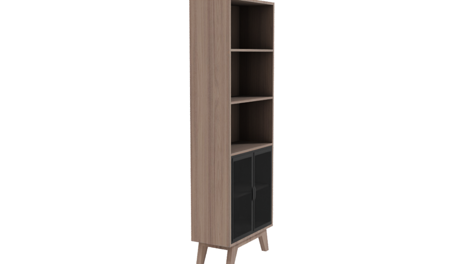 Stylish Wooden Bookshelf Model - Professional 3D Model Render 9