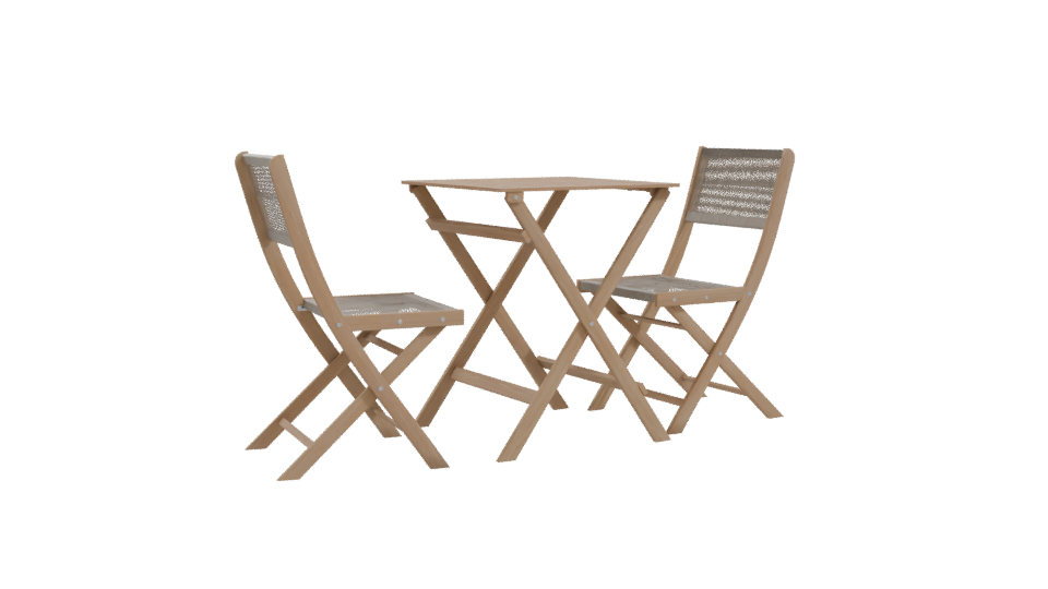 Bistro Wooden Table Set 3D - Professional 3D Model Render 10