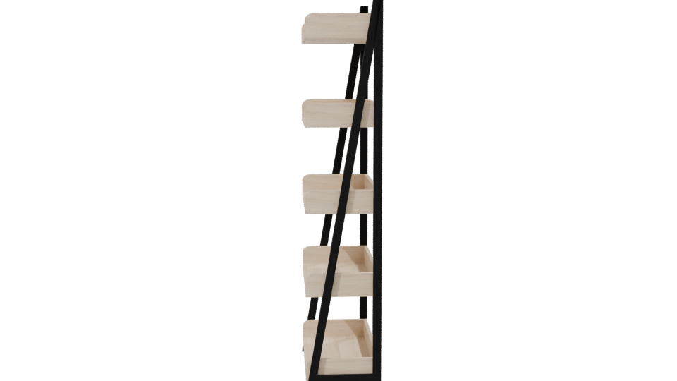Minimalist Wooden Bookshelf Model - Professional 3D Model Render 2
