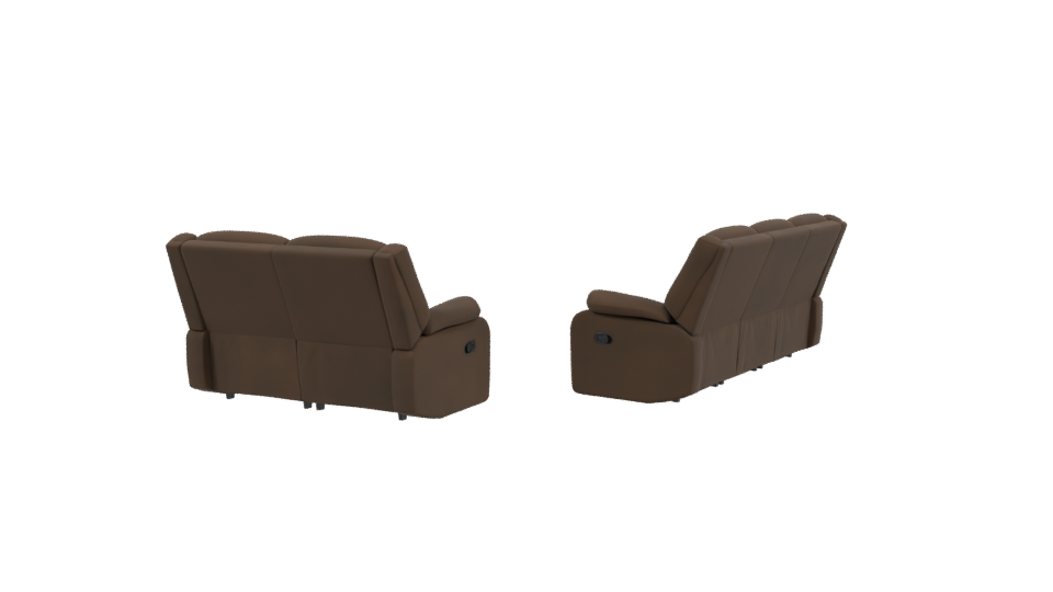 Elegant Brown Reclining Sofa Set 3D Model - Professional 3D Model Render 3