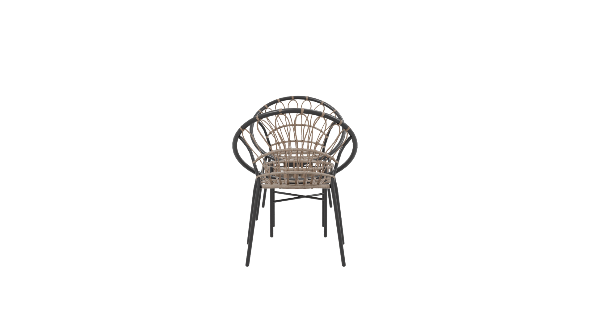 Modern Rattan Chair Set 3D - Professional 3D Model Render 2
