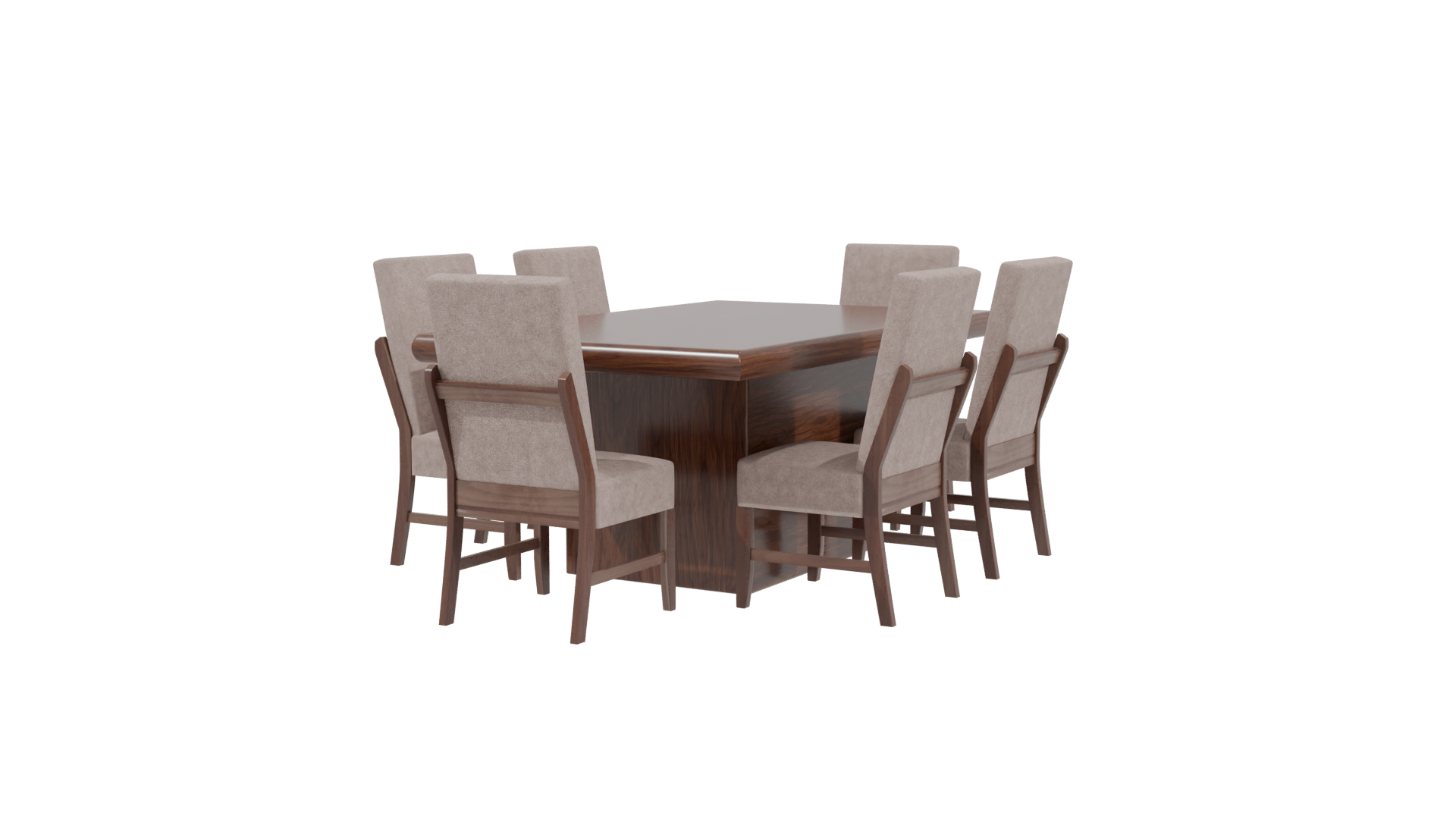 Stylish Wooden Dining Table Set - Professional 3D Model Render 12