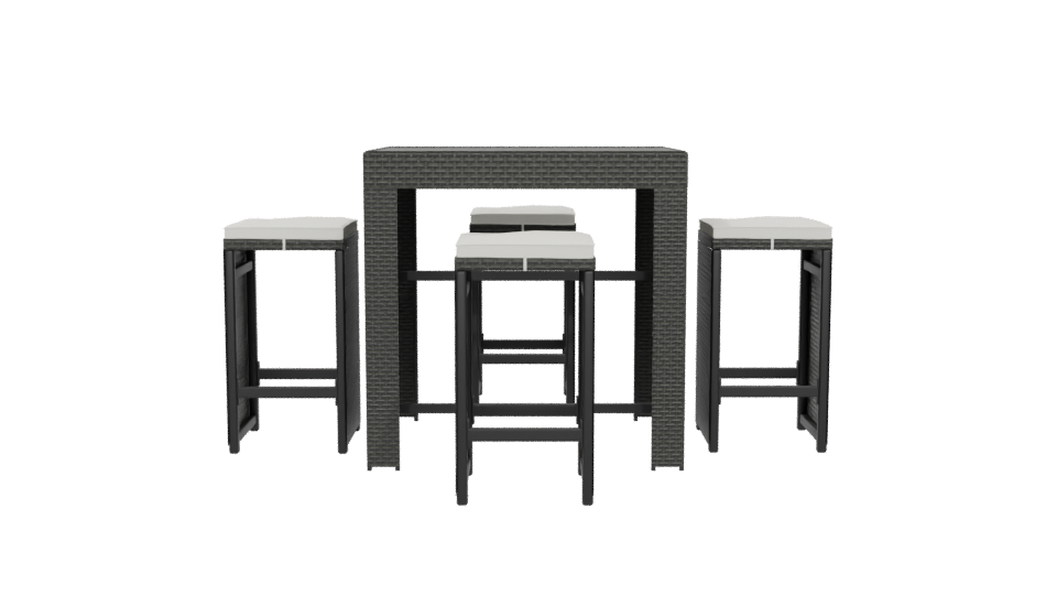 Bar Table with 4 Stools 3D - Professional 3D Model Render 5