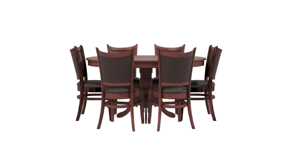 Elegant Circular Dining Table Set - Professional 3D Model Render 2