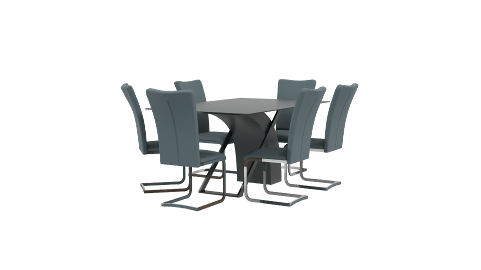 Rectangular Dining Table Set 3D - Professional 3D Model Render 3