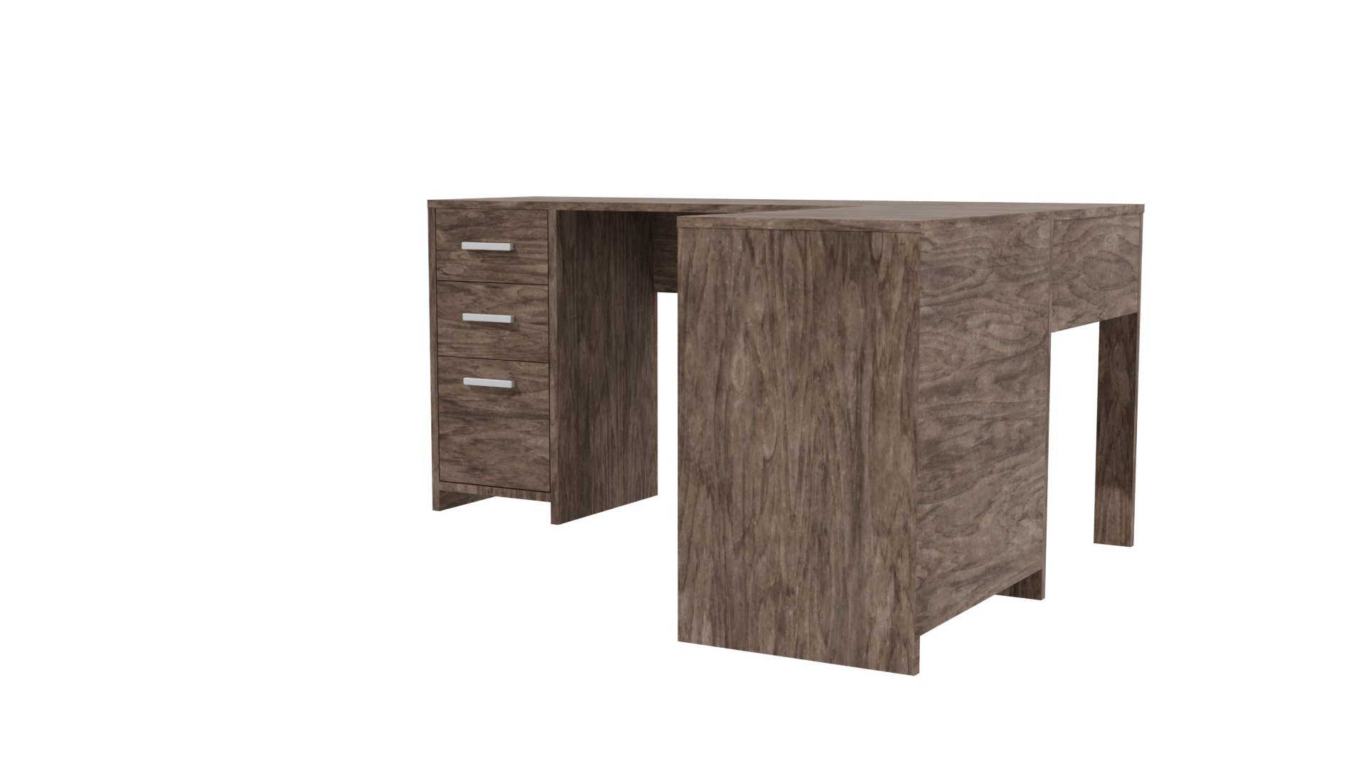 L-Shaped Wooden Desk 3D Model - Professional 3D Model Render 3