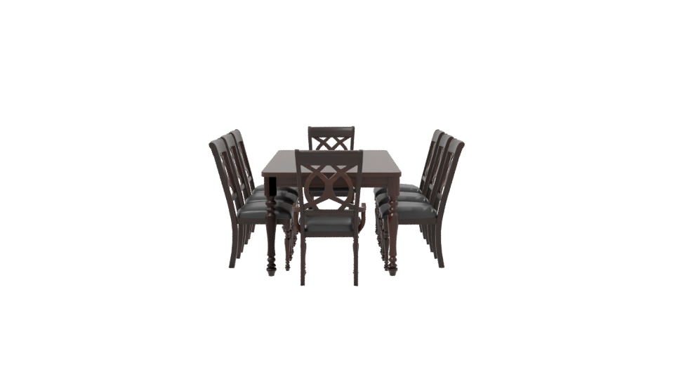 Elegant Wooden Dining Set Model - Professional 3D Model Render 8
