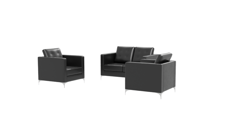 Contemporary Black Fabric Sofa Set 3D Model - Professional 3D Model Render 12