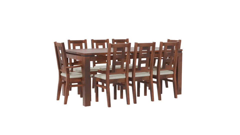 Elegant Wooden Dining Table Set - Professional 3D Model Render 7