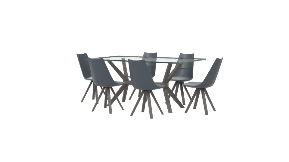 Glass Dining Table Set 3D - Professional 3D Model Render 6