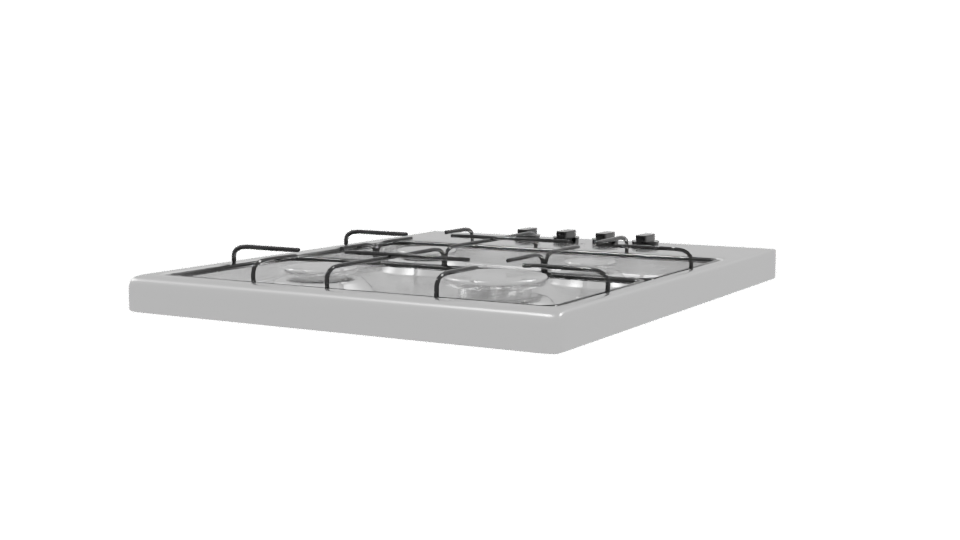 Gas Cooktop 3D Model 60 cm - Professional 3D Model Render 9