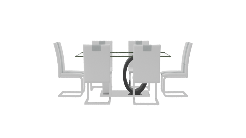 Stylish Glass Dining Table Set - Professional 3D Model Render 8