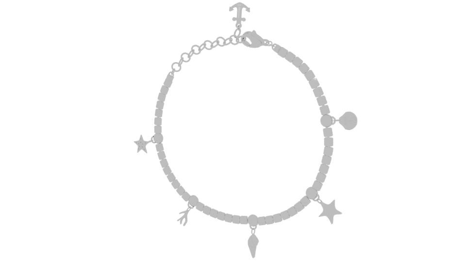 Silver Charm Bracelet 3D Model - Professional 3D Model Render 6