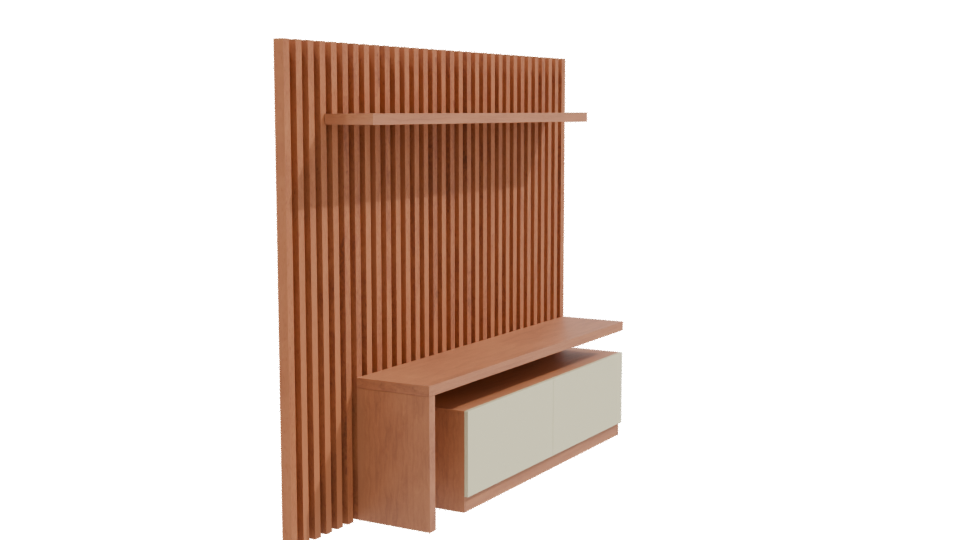 Contemporary Wooden Wall Unit 3D - Professional 3D Model Render 9
