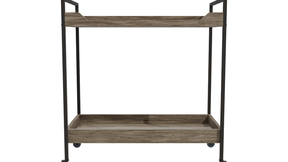 Industrial Wooden Serving Cart 3D Model - Professional 3D Model Render 11