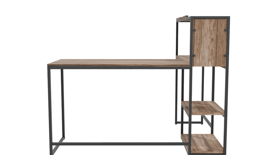 Industrial Wood and Metal Desk 3D - Professional 3D Model Render 5