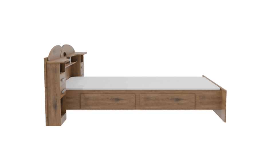 Stylish Wooden Bed with Nightstands 3D Model - Professional 3D Model Render 8