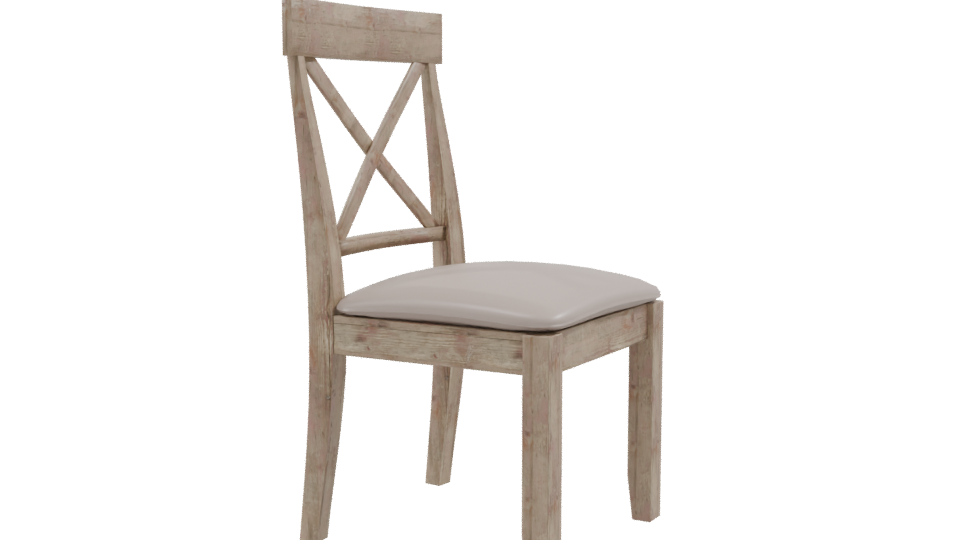 Rustic Wooden Dining Chair Model - Professional 3D Model Render 9